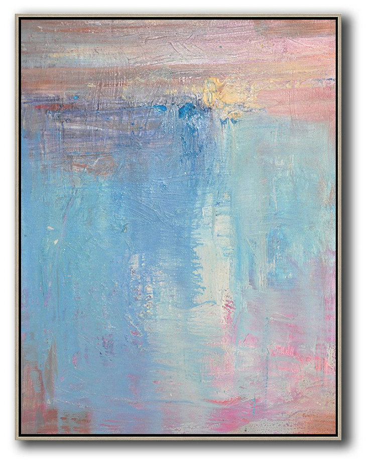 Huge Abstract Canvas Art,Vertical Palette Knife Contemporary Art,Modern Wall Decor,Pink,Nblue,Purple.etc